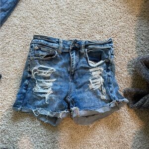 Distressed Blue Denim Shorts
